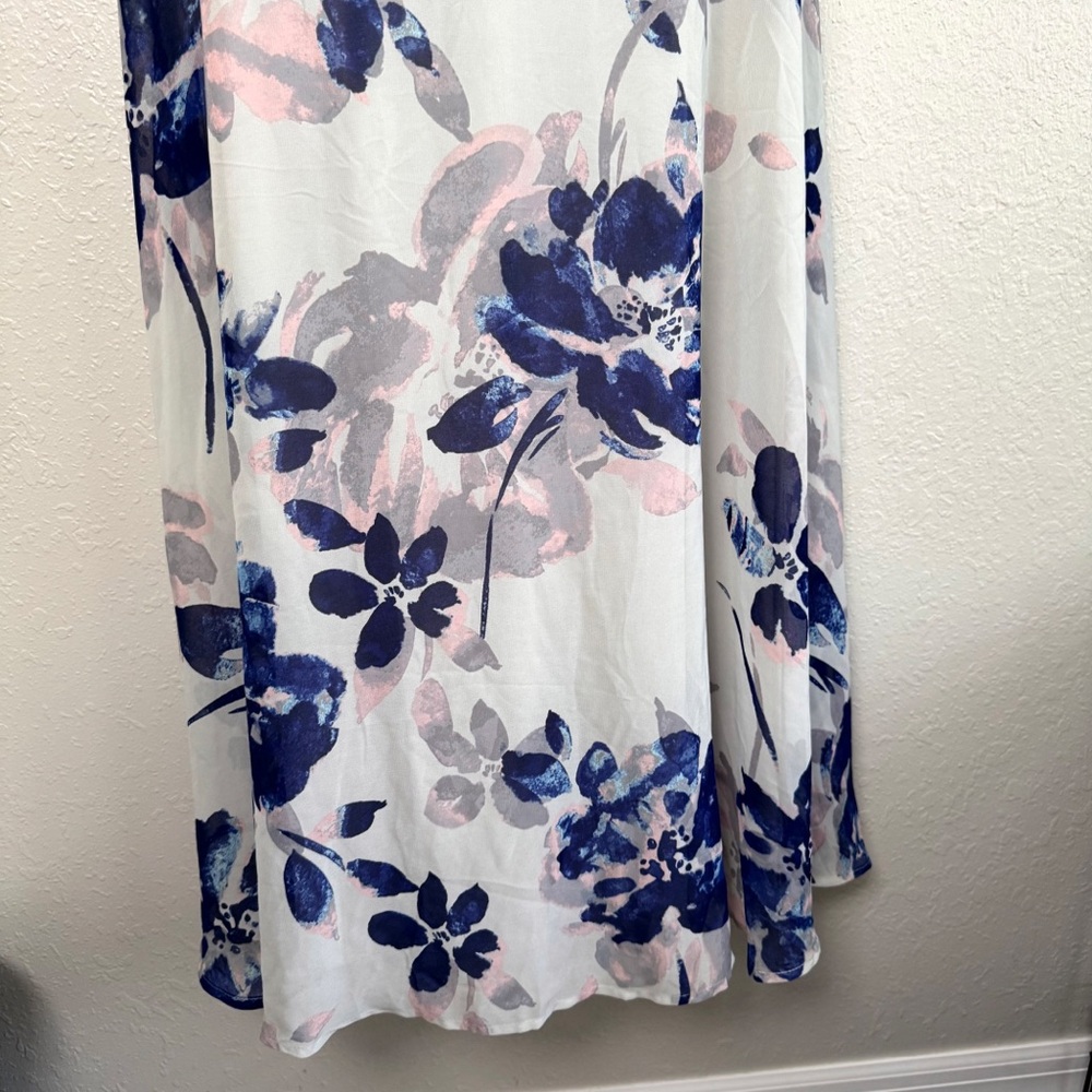 Lulus All I need blue gray floral open lace up back maxi dress S - Picture 5 of 12